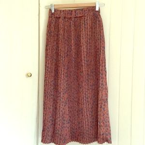 Anthropologie Pleated Leopard Skirt